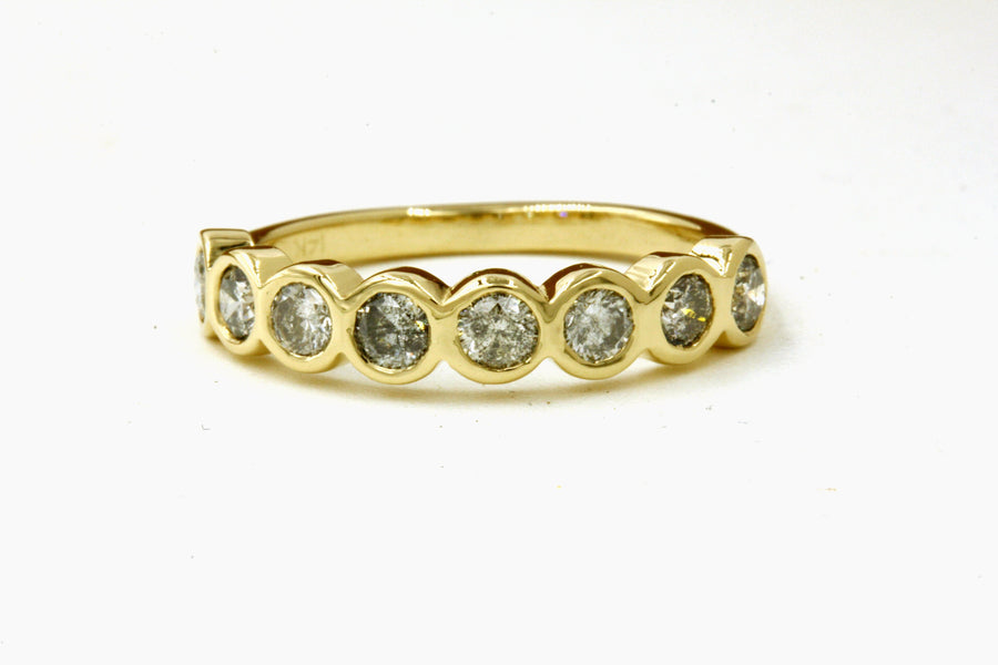 Baby Wallace Hammered Bezel Diamond Half Eternity Band