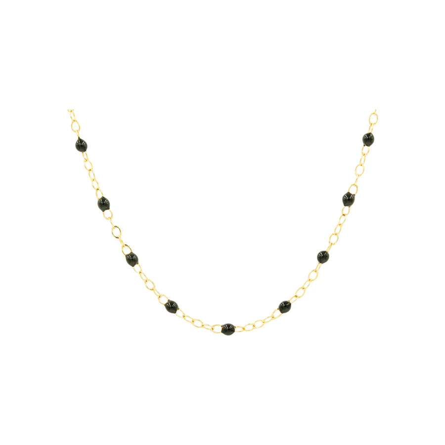 14k Yellow Gold Necklace With Black Enamel Beads